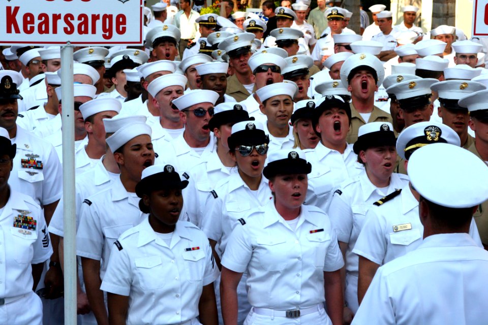 US Navy 070430-N-0841E-012 Sailors and Marines celebrate the opening ceremony of 2007 Fleet Week USA in Fort Lauderdale, Fla