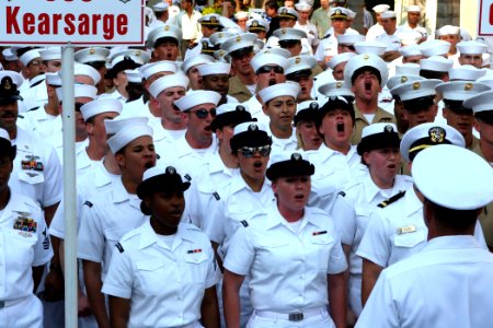 US Navy 070430-N-0841E-012 Sailors and Marines celebrate the opening ceremony of 2007 Fleet Week USA in Fort Lauderdale, Fla