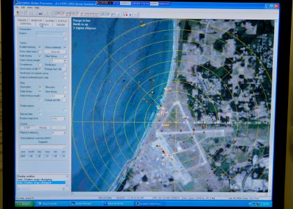 US Navy 070427-N-6247M-005 A photo of the radar screen of a new system called eBirdRad