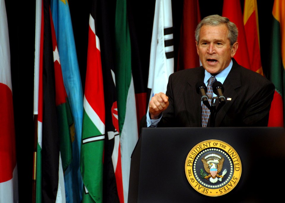 US Navy 070501-N-5783F-006 President George W. Bush thanks allies for their dedication to the cause of freedom at the U.S. Central Command (CENTCOM) Coalition Conference at MacDill Air Force Base