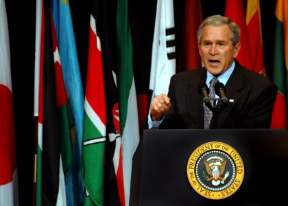 US Navy 070501-N-5783F-006 President George W. Bush thanks allies for their dedication to the cause of freedom at the U.S. Central Command (CENTCOM) Coalition Conference at MacDill Air Force Base