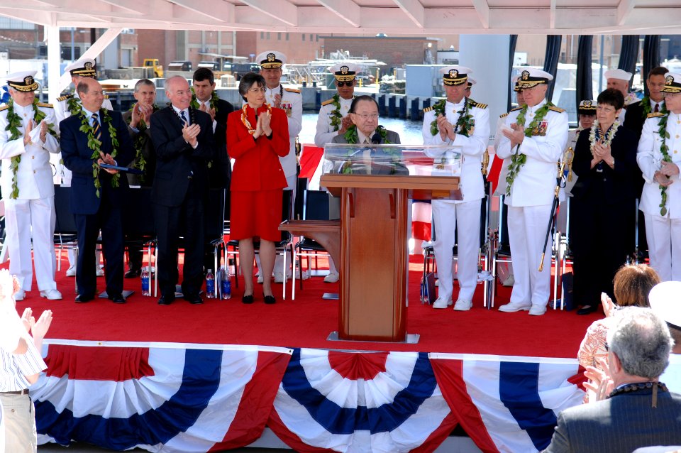 US Navy 070505-N-3642E-385 Sen. Daniel Inouye prepares to speak at the commissioning of USS Hawaii (SSN 776)