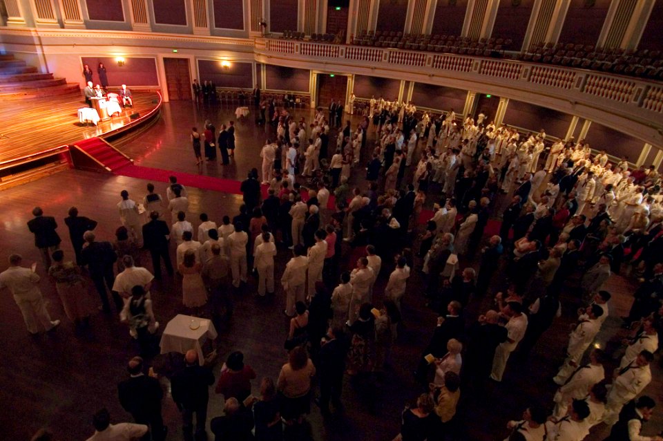 US Navy 070505-N-5253W-016 U.S. Secretary of the Interior Dirk Kempthorne, representing the President of the United States, addresses a large audience at a reception for the 65th Commemoration of the Battle of Coral Sea