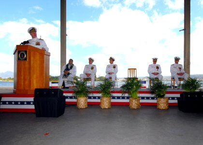 US Navy 070508-N-4965F-014 Commander, U.S. Pacific Fleet, Adm. Gary Roughead, delivers his remarks during a change of command ceremony