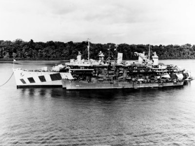 USS Dixie (AD-14) with Harmon (DE-678) at New Georgia 1944