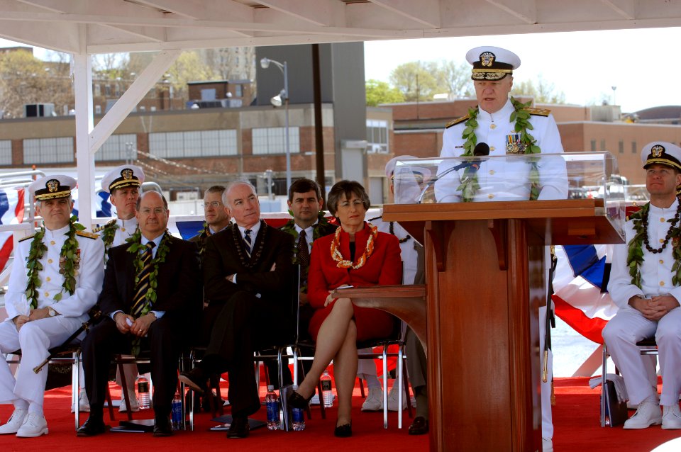 US Navy 070505-N-3642E-408 Commander, U.S. Pacific Fleet, Adm. Gary Roughhead, addresses guests at the commissioning of USS Hawaii (SSN 776)