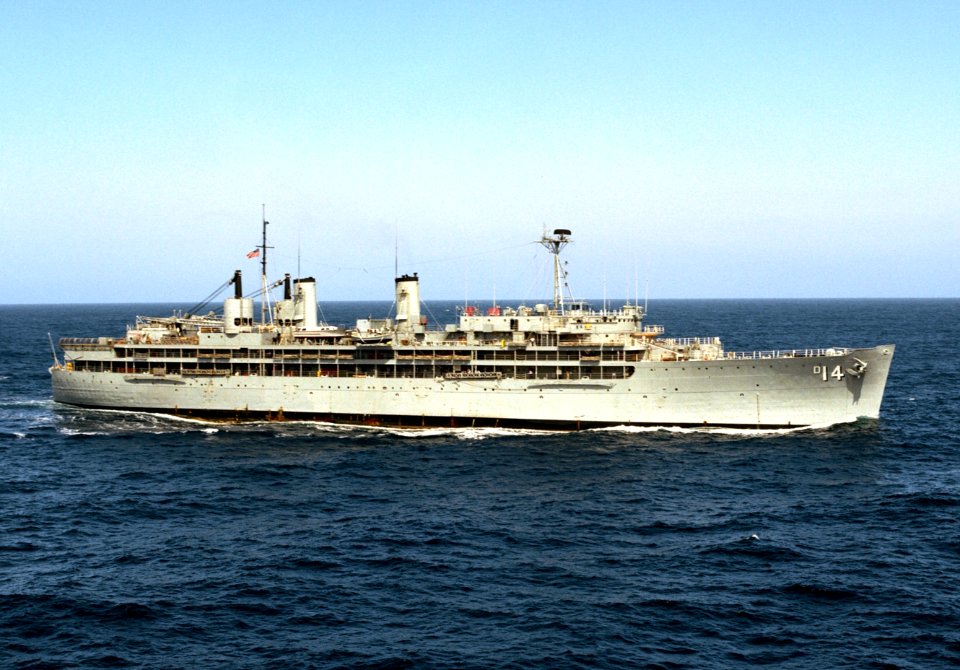 USS Dixie (AD-14) underway off California 1976