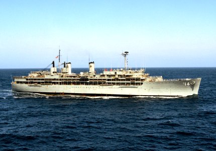 USS Dixie (AD-14) underway off California 1976