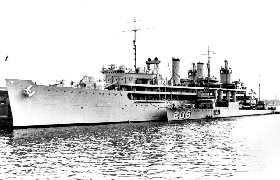 USS Dixie (AD-14) with USS Long (DD-209) in 1940