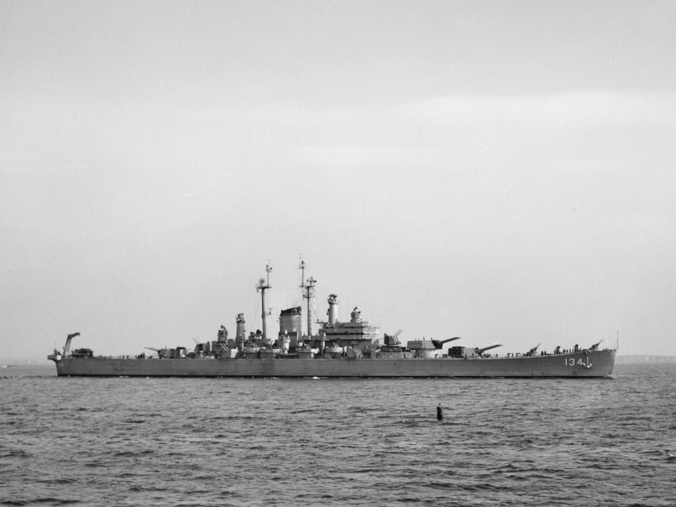 USS Des Moines (CA-134) off Boston on 4 April 1951