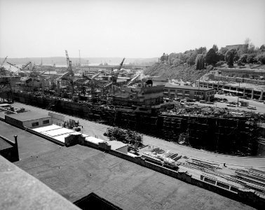 USS Detroit (AOE-4) under construction at the Puget Sound Naval Shipyard, c1968 photo