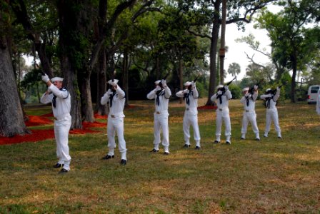 US Navy 070517-N-8102J-096 Naval Station Mayport honors detail performs a 21-gun salute in memory of the Sailors who lost their lives aboard USS Stark (FFG 31) during the 20-year anniversary memorial ceremony