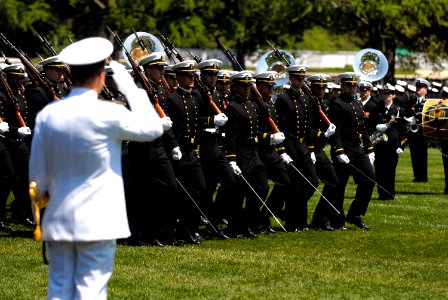 US Navy 070521-N-0696M-105 Chief of Naval Operations (CNO) Adm. Mike Mullen is a reviewing official at the 2007 Dedication Parade at the United States Naval Academy