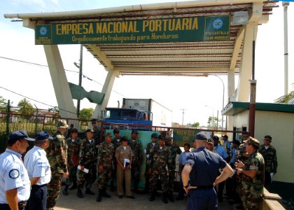 US Navy 070522-N-0989H-056 Members of the U.S. Navy Expeditionary Training Command and the U.S. Coast Guard International Training Division conduct a port vulnerability walkthrough with Honduran sailors