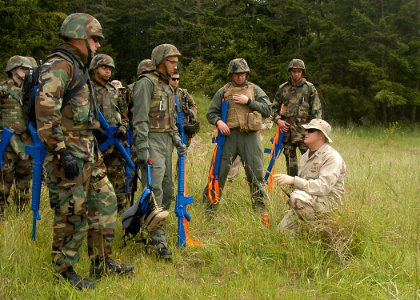 US Navy 070524-N-6247M-004 Hospital Corpsman 2nd Class James Hall, gives safety instructions and procedures to corpsman of Naval Hospital Oak Harbor