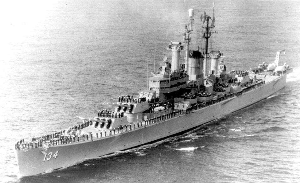 USS Des Moines (CA-134) underway at sea on 30 November 1959