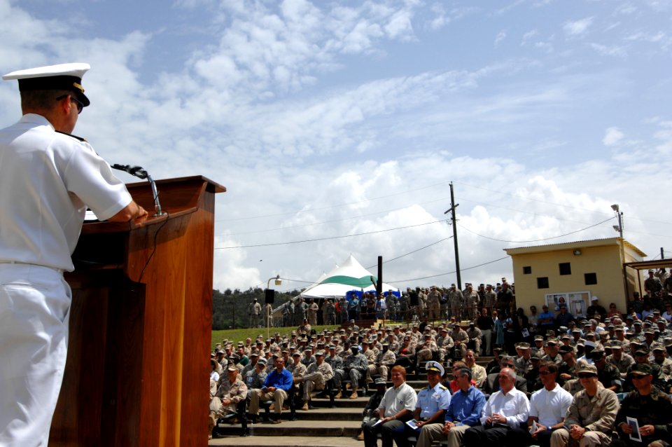 US Navy 070522-N-2653P-001 Commander, United States Southern Command Adm. James Stavridis, addresses JTF-GTMO personnel and guests