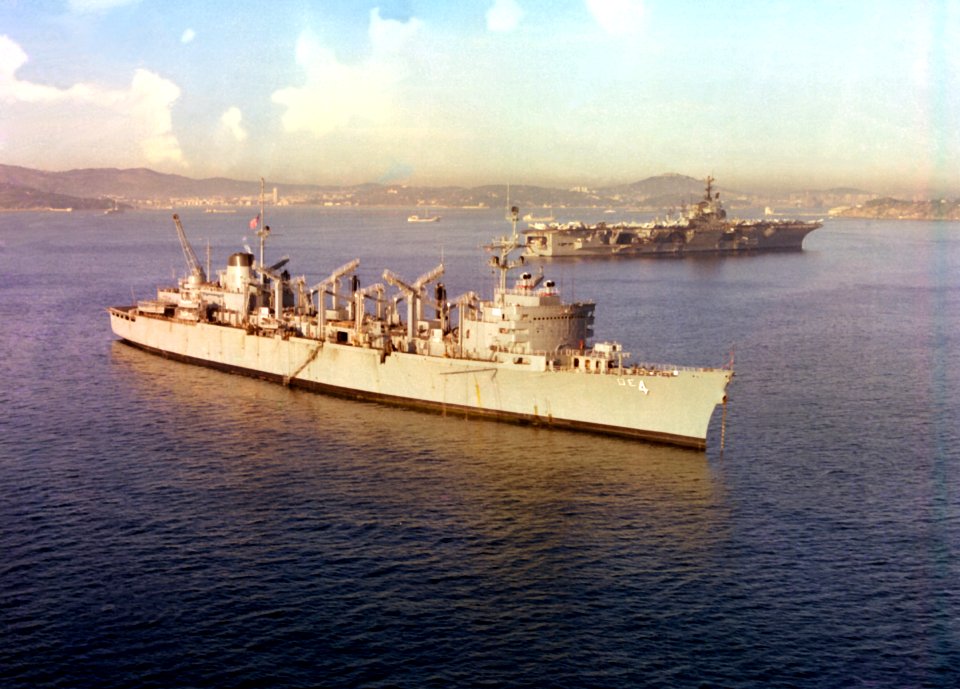 USS Detroit (AOE-4) and Independence (CV-62) off Toulon 1979