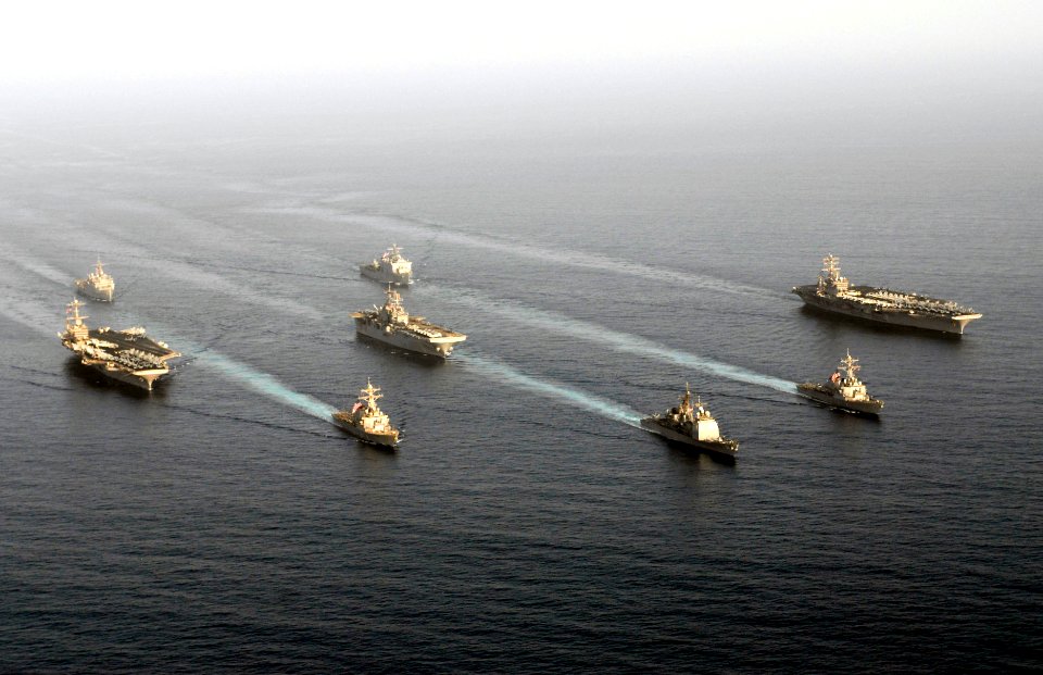 US Navy 070522-N-8157C-497 Ships assigned to the John C. Stennis Carrier Strike Group, Nimitz Carrier Strike Group, and the Bonhomme Richard Expeditionary Strike Group transits through the Gulf of Oman