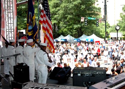 US Navy 070524-N-8497H-104 The Color Guard from Navy Operational Support Center Charlotte present the colors at the Opening Ceremonies for the Food Lion Speed Street