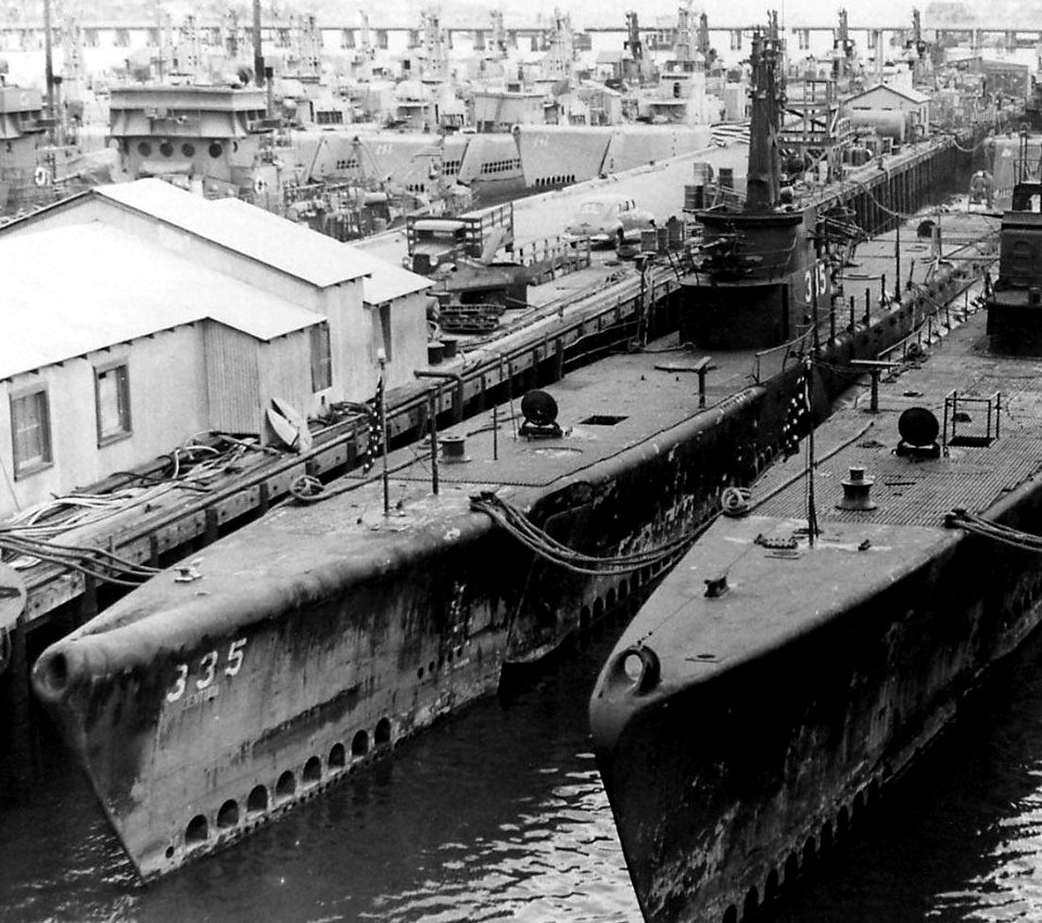 USS Dentuda (SS-335) at the Mare Island Naval Shipyard on 17 October 1946