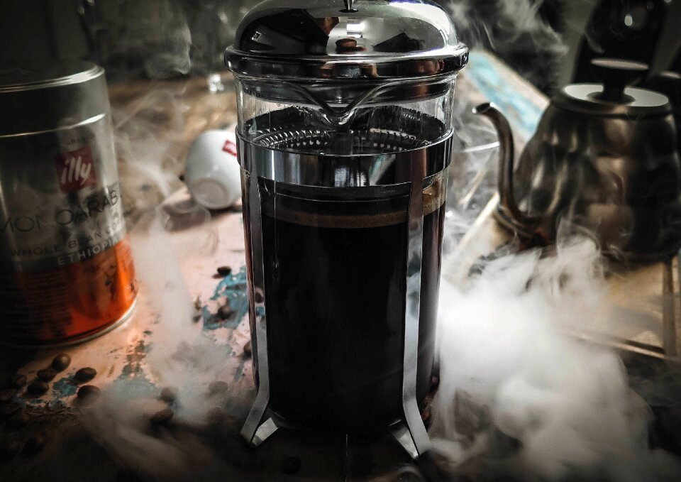Metal table gray smoke