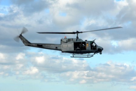 US Navy 070531-N-0841E-038 A UH-1N Huey from Marine Medium Helicopter Squadron (HMM) 261 conducts flight deck qualifications aboard amphibious assault ship USS Kearsarge (LHD 3) during a composite unit exercise (COMPTUEX)