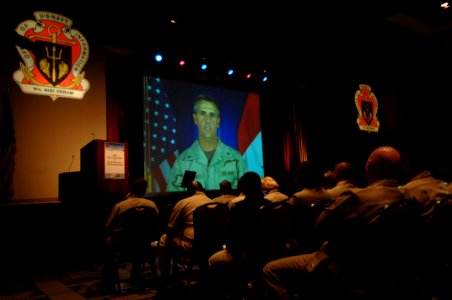 US Navy 070604-N-9693M-001 The Navy's Chief of Information Rear Admiral Gregory Smith addresses more than 400 Navy public affairs officers, enlisted and civilian personnel from Iraq