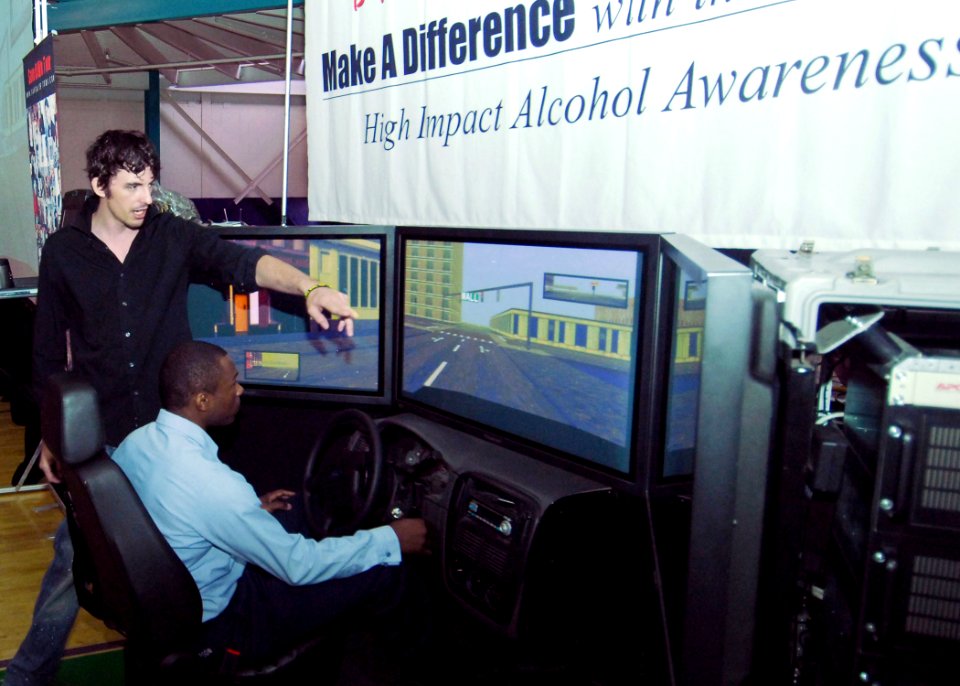 US Navy 070607-N-1688B-044 Brian Beldyga, senior manager of the Save a Life Tour, shows that tunnel vision is the most dangerous part of driving while drunk