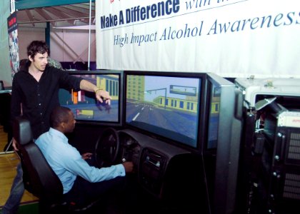 US Navy 070607-N-1688B-044 Brian Beldyga, senior manager of the Save a Life Tour, shows that tunnel vision is the most dangerous part of driving while drunk