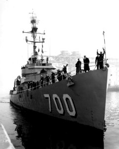 USS Currier (DE-700) at the San Francisco Naval Shipyard, circa in 1959