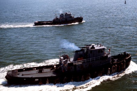 USS Dahlonega (YTB-770) and USS Wapakoneta (YTB-766) underway