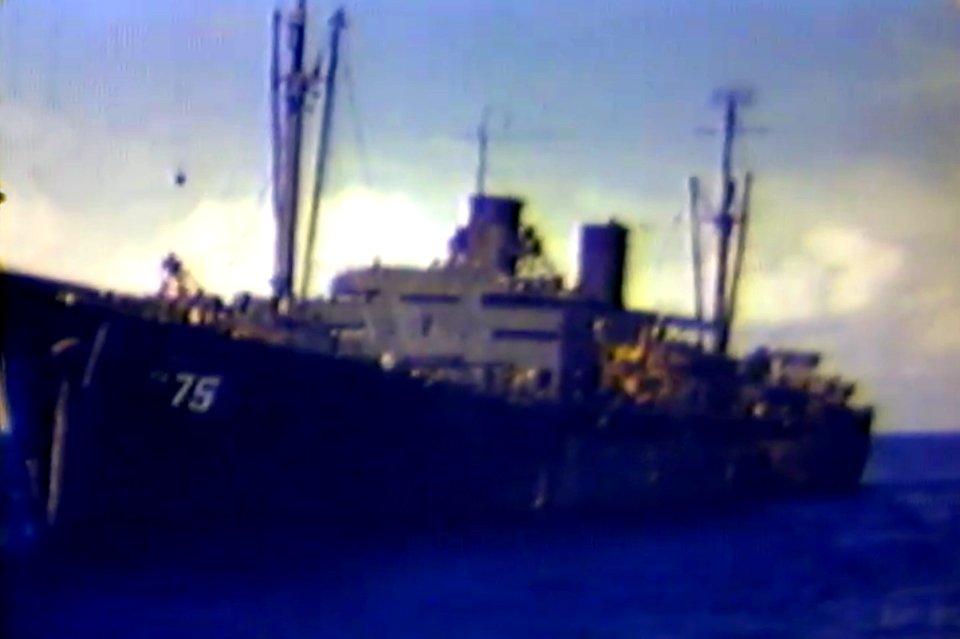 USS Cortland (APA-75) at Bikini Atoll, circa on 7 July 1946 (81108)