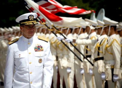 US Navy 070618-N-0696M-115 Chief of Naval Operations (CNO) Adm. Mike Mullen inspects sailors of the Japan Maritime Self-Defense Force (JMSDF) during an official visit