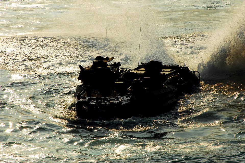 US Navy 070615-N-5307M-009 Marine Expeditionary Unit (MEU) 22 embarks on board amphibious transport dock USS Ponce (LPD 15) using amphibious assault vehicles. Ponce and MEU 22 are currently participating in certification traini