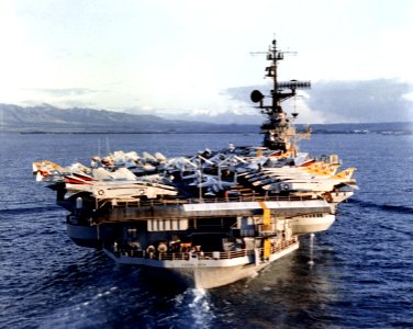 USS Coral Sea (CV-43) approaching Pearl Harbor in 1981