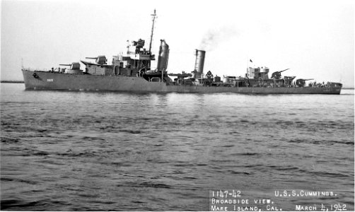 USS Cummings (DD 365) off Mare Island on March 4, 1942