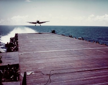USS Cowpens (CVL-25) TBF landing