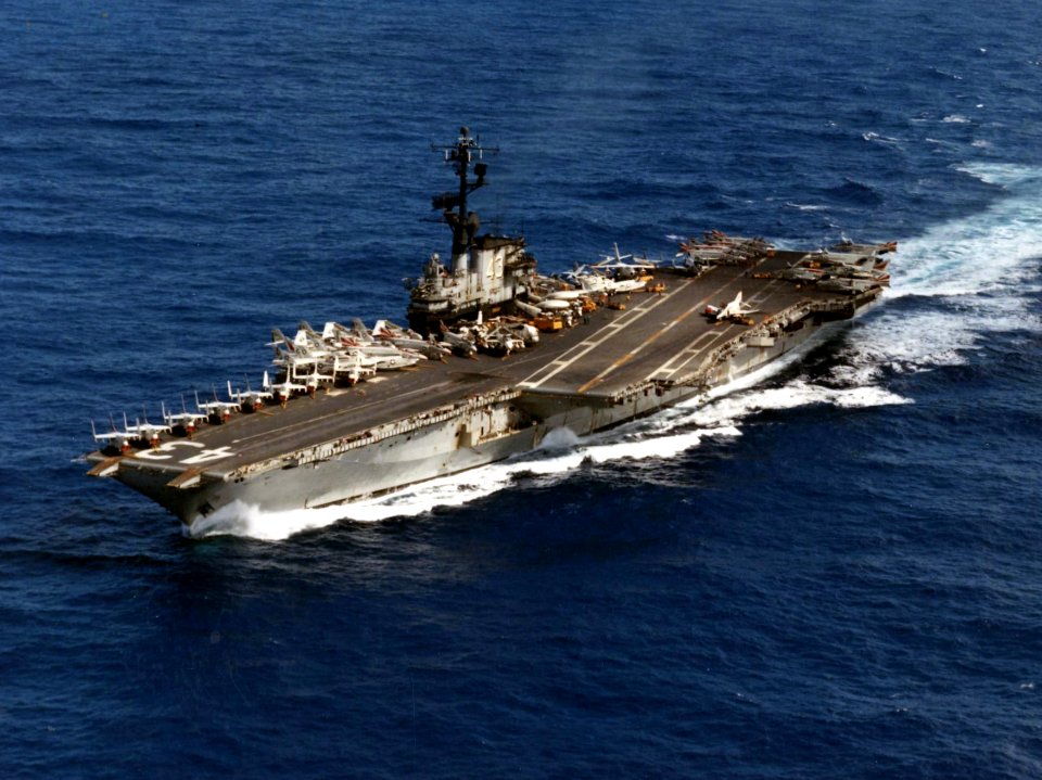 USS Coral Sea (CVA-43) underway in the Pacific Ocean, circa in 1972 (NNAM.1996.488.120.058)