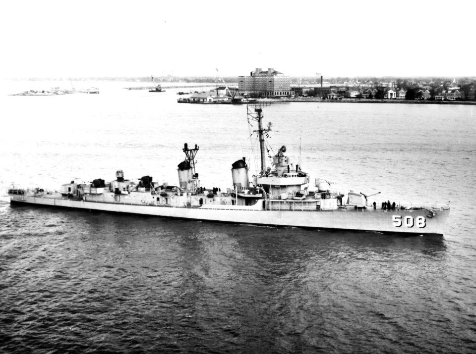 USS Cony (DDE-508) in Hampton Roads on 12 March 1957 (NH 104882)