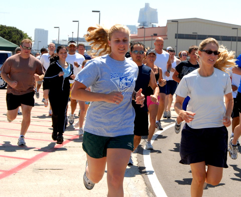 US Navy 070621-N-4995K-032 Naval Air Station North Island runners participate in the longest day of the year 5K run-walk, sponsored by Morale, Welfare, and Recreation as part of their quality of life programs