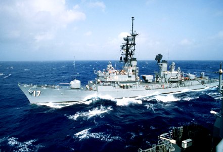 USS Conyngham (DDG-17) underway in the Atlantic Ocean on 1 August 1985 (6409067)