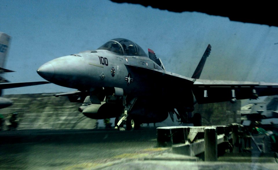 US Navy 070623-N-3038W-066 As viewed from the integrated catapult control system, or bubble, an F-A-18F Super Hornet, from the Black Knights of Strike Fighter Squadron (VFA) 154