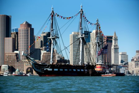 USS Constitution sails in Boston Harbor to commemorate the Navy's 242nd birthday. (37849865122)