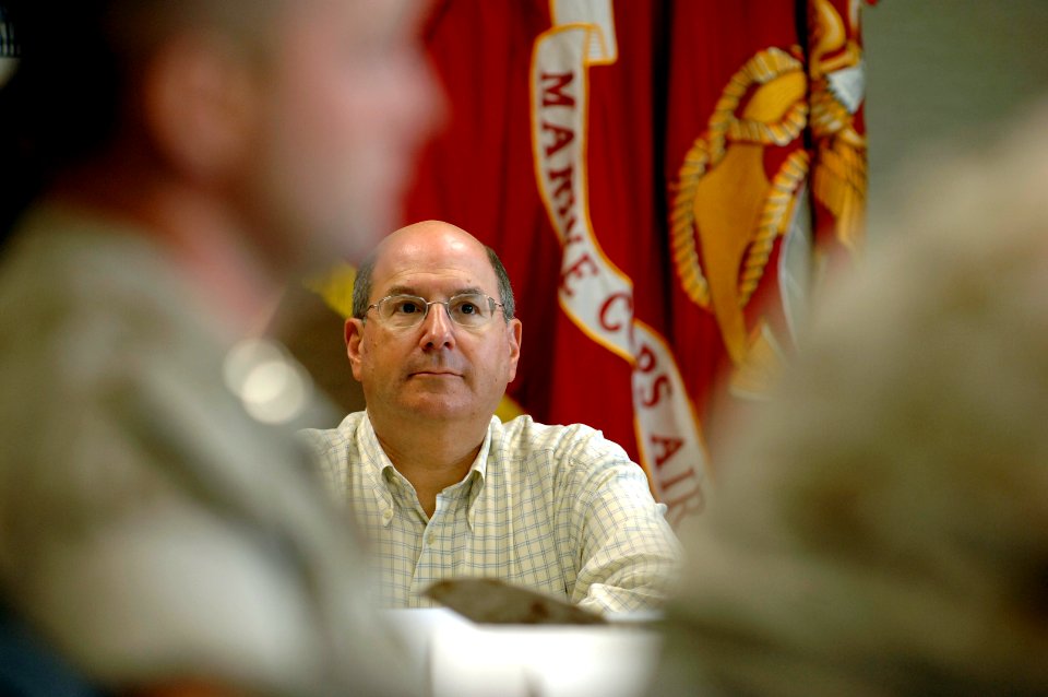US Navy 070625-N-3642E-621 Secretary of the Navy (SECNAV) The Honorable Dr. Donald C. Winter is briefed on current issues affecting Marine Corps Air Station
