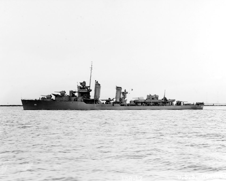 USS Conyngham (DD-371) off the Mare Island Navy Yard on 22 January 1942 (19-N-27127)