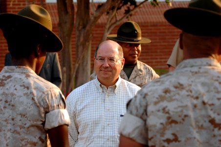 US Navy 070625-N-3642E-114 Secretary of the Navy (SECNAV) The Honorable Dr. Donald C. Winter tours Marine Corps Recruit Depot, Parris Island