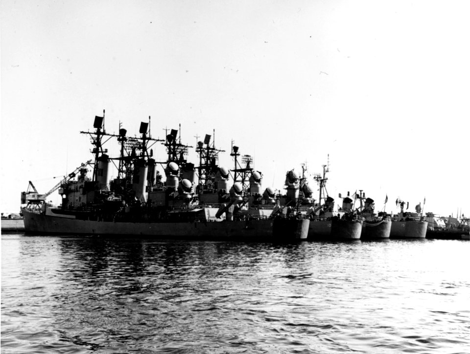 USS Coontz (DLG-9), USS King (DLG-10), USS Mahan (DLG-11) and USS Preble (DLG-15) tied up at San Diego in 1961