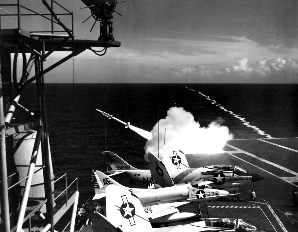 USS Constellation (CVA-64) fires RIM-2 1962