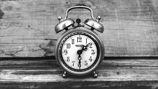 Antique black white alarm